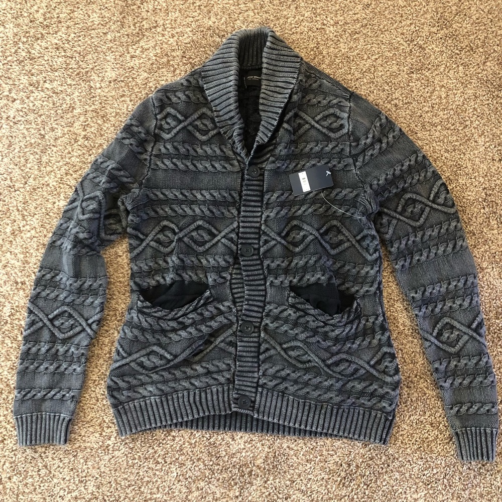 Lucky Brand Men’s Cable Knit Sweater, size M, gray, NWT